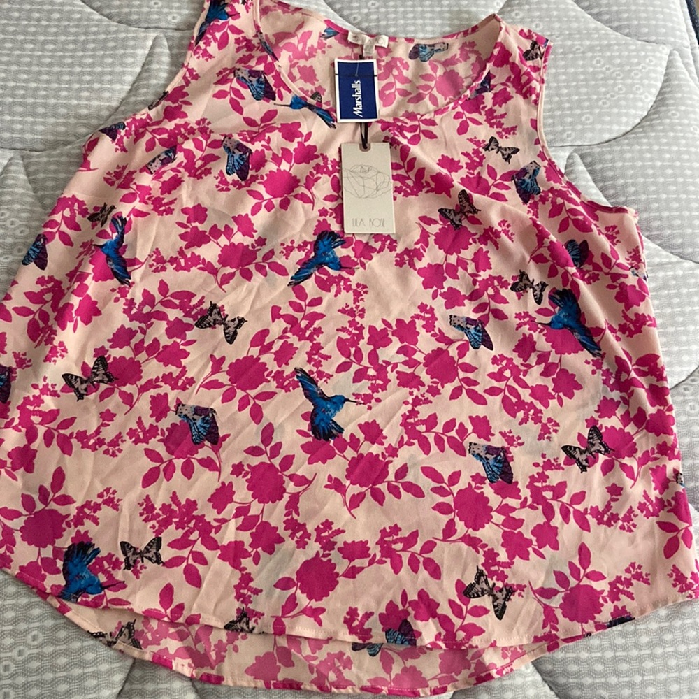 Sleeveless top, shades of pink